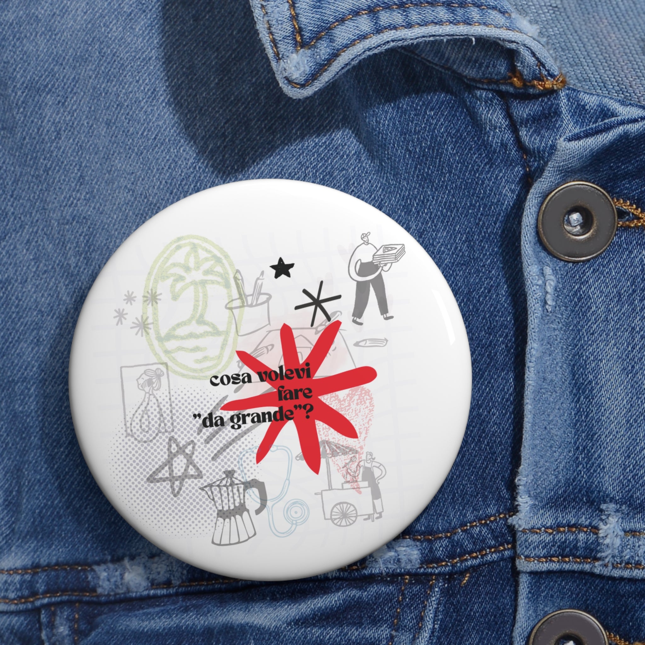 Childhood Memories illustration Circle Pin Button