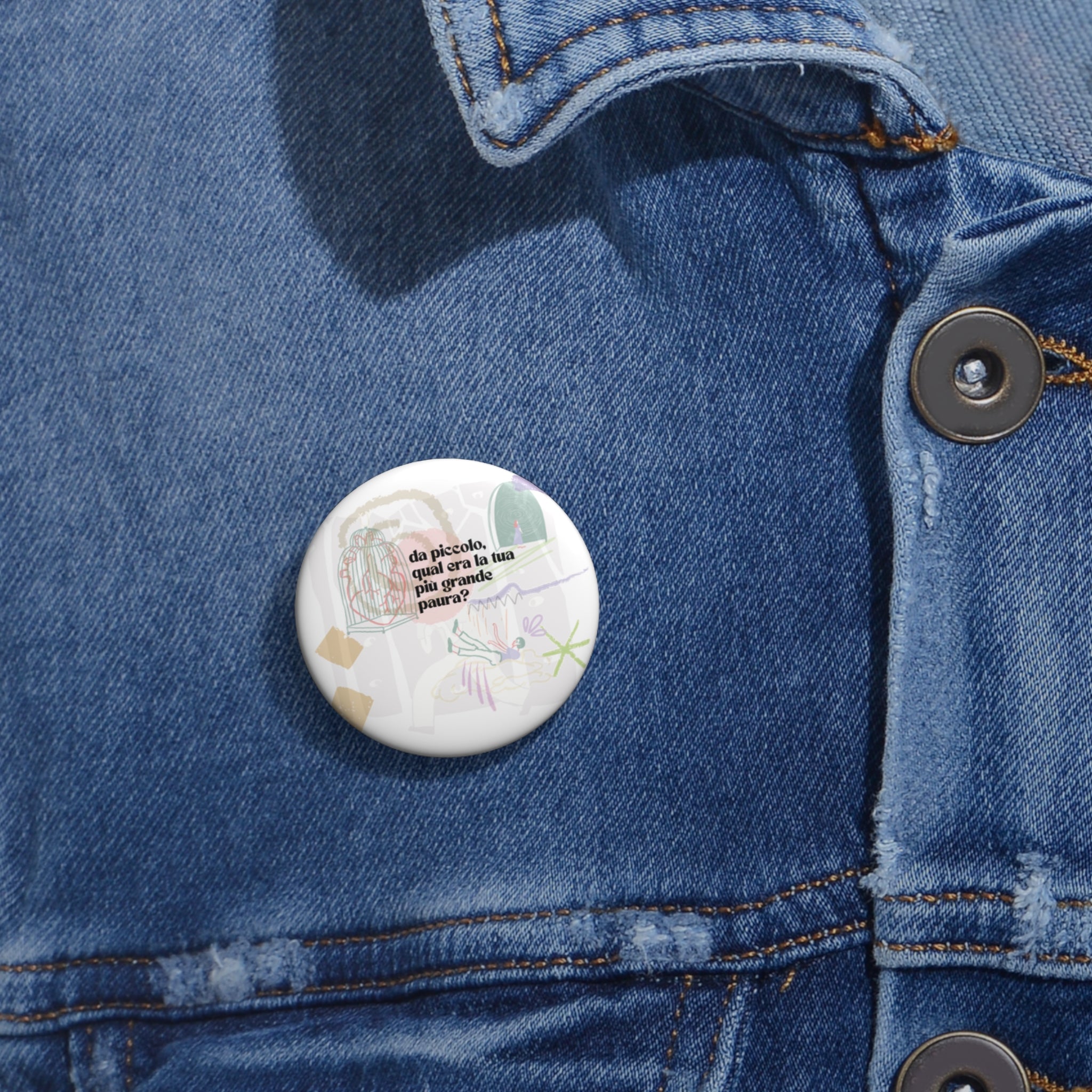 Childhood Memories illustration Circle Pin Button