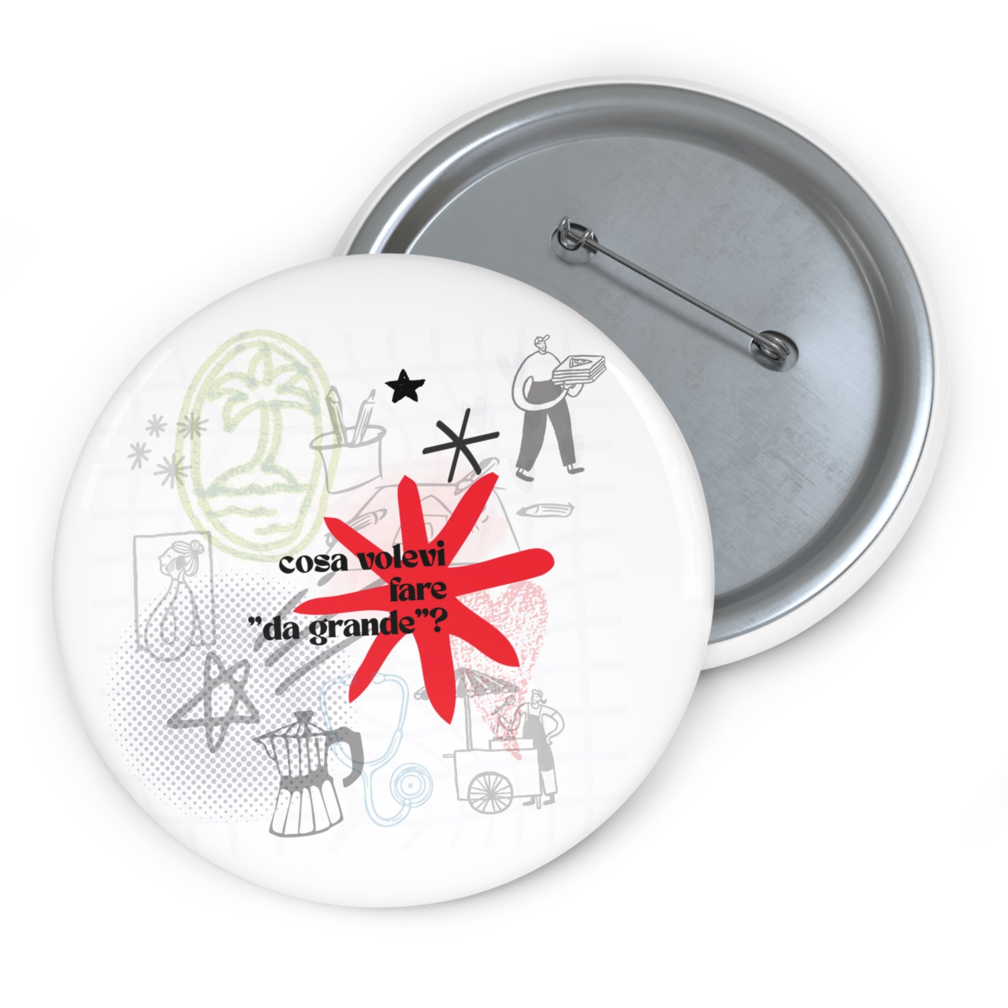 Childhood Memories illustration Circle Pin Button